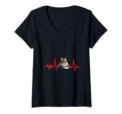 Damen Maine Coon Liebhaber Maine Coon Fan Maine Coon Besitzer T-Shirt mit V-Ausschnitt von Maine Coon Geschenk Main Coon Shirt Katzenbesitzer