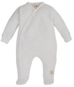 Makoma Baby Strampler Schlafstrampler Pyjama Schlafanzug mit Fuß Overall für Neugeborene Säuglinge Mädchen & Jungen 100% Baumwolle (68, Waffelpique Weiß) von Makoma