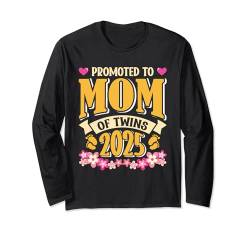 Bald Mama PROMOTED TO MOM OF TWINS 2025 Zukünftige Mama Langarmshirt von Mama Zwillinge Geschenk Geburt Zwillinge Schwanger