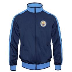 Manchester City FC - Herren Trainingsjacke im Retro-Design - Offizielles Merchandise - Geschenk für Fußballfans - Dunkelblau/Hellblaue Ärmel - S von Manchester City FC