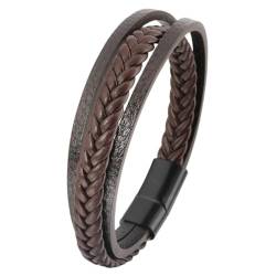 Herren-Armband aus echtem Leder, geflochten und handgewebt. Herrenarmbänder mit Edelstahlverschluss, Herrenarmband aus Rindsleder, breites Armband mit Magnetverschluss, Pulseira Homem, 22.5 von Mandarinmelon