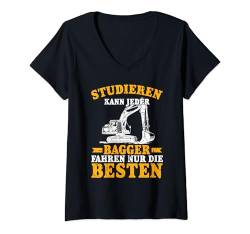 Damen Bagger Lustiges Nur Die Besten Bauarbeiter T-Shirt mit V-Ausschnitt von Mann Baggerfahrer Spruch