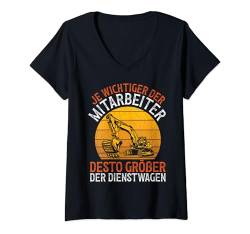 Damen Lustiges Desto Größer Der Dienstwagen Bagger T-Shirt mit V-Ausschnitt von Mann Baggerfahrer Spruch