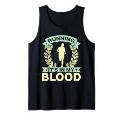 Herren Laufen liegt mir im Blut Marathonläufer Tank Top von Running Gifts for Men and Marathoner Clothing