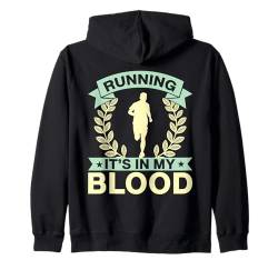 Laufen liegt mir im Blut Marathonläufer Kapuzenjacke von Running Gifts for Men and Marathoner Clothing