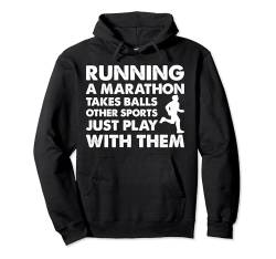 Marathonläufer Running A Marathon Takes Balls Laufen Pullover Hoodie von Marathon Läufer Laufgeschenke Für Männer Frauen