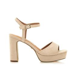 Mariamare für Damen. 68425 Sandalen 68425 beige -Absatzhöhe 9cm (40), Stoff, 8 bis 10 cm, Schnalle, Lässig, Party von Mariamare