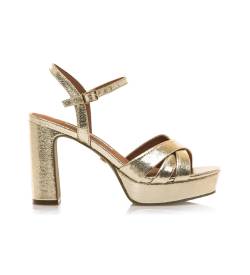 Mariamare für Damen. 68426 Sandalen 68426 gold -Absatzhöhe 9cm (37), Stoff, 8 bis 10 cm, Schnalle, Lässig, Party von Mariamare