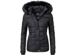 Steppjacke MARIKOO "Unique" Gr. S (36), schwarz Damen Jacken modische Winterjacke mit Kunstpelz-Kapuze von Marikoo