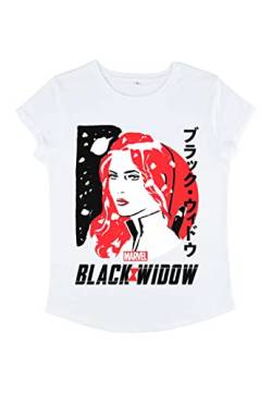 Marvel Damen Black Widow Drawn Widow Women's Rolled Sleeve T-shirt, Weiß, M von Marvel