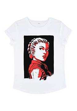 Marvel Damen Black Widow Yelena Portrait Women's Rolled Sleeve T-shirt, Weiß, XL von Marvel