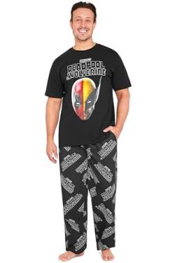 Marvel Deadpool & Wolverine Herren Schlafanzug Set, bequemer Pyjama, Geschenke für Männer und Teenager (Schwarzer Deadpool Wolverine, M) von Marvel