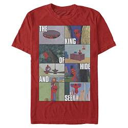 Marvel Unisex Spider-man Classic King Of Hide And Seek Organic Short Sleeve T-shirt, Rot, L von Marvel