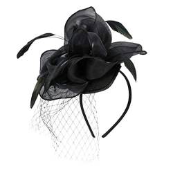 Flower Flapper Stirnband Great Headdress Headpiece Mesh Vintage Sportanzug Damen Winter (Black, One Size) von Mashaouyo