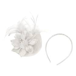 Stirnband für Hochzeit Blumenhut Damen Fascinators Ball Cocktail Stirnband Stirnband Herren Tennis (White, One Size) von Mashaouyo