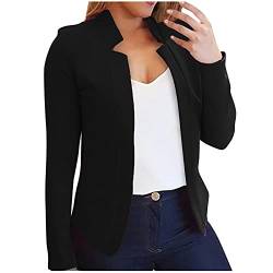 Blazer Damen Einfarbiger Anzugmantel Stehkragen Büromantel Sommer Herbst Langarmshirt Business Freizeit Anzugjacke Knopflos Cardigan Bluse Schlank Trenchcoat Mantel Arbeitskleidung Partywear von Masrin