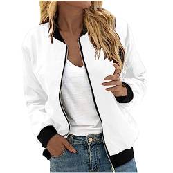 Sweatjacke Damen Einfarbig Bomberjacke Stehkragen Langarm Übergangsjacke Leichte Sommer Mantel Herbstjacke Arbeitsjacke Teenager Mädchen Sportjacke Trainingsjacke Baseballjacke Fahrradjacke von Masrin