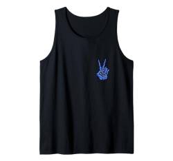 Blaues Skelett-Friedenszeichen, blaue Grafik Tank Top von Match Blue Color Graphic Tee