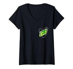 Damen Grüne Kassette Old School Love Green Color Graphic T-Shirt mit V-Ausschnitt von Match Green Color Graphic Tee