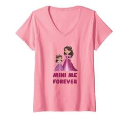 Damen Mädchen Mini Me Princess Queen Mommy & Baby Mom Daughter Parent T-Shirt mit V-Ausschnitt von Matching Mom Daughter Cool Mom & Cool Kid Pink