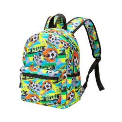 Mateju Rucksack Kinder Kinderrucksack Rucksack Kindergarten Mädchen Jungen Kleiner Tagesrucksack Cartoon-Druck Schulrucksack Kindertasche Kindergartenrucksack (grüner Fußball) von Mateju