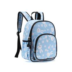 Mateju Rucksack Kinder Kinderrucksack Rucksack Kindergarten Mädchen Jungen Kleiner Tagesrucksack Cartoon-Druck Schulrucksack Kindertasche Kindergartenrucksack (weißer Hase,24x10x32cm) von Mateju