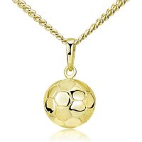 Materia Runder Anhänger Fußball 3D Ball Sport Gelbgold KA-461, Sterlingsilber, vergoldet von Materia