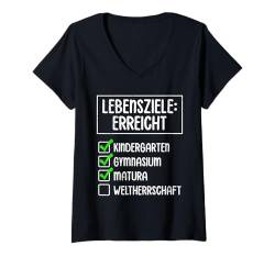 Damen Matura Abschluss KINDERGARTEN GYMNASIUM MATURA Lustiges T-Shirt mit V-Ausschnitt von Matura Geschenk Maturant Lustiges Matura Geschafft