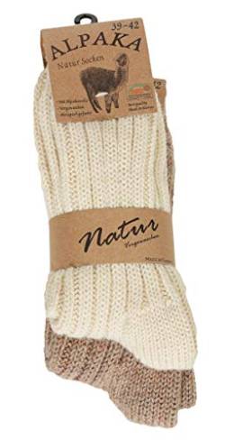 Matyfashion Collection Alpaka Herren/Damen warme Wintersocken, Wollsocken, Winterstrümpfe Wolle 74 (Beige/Hellbraun, 39-42) von Matyfashion Collection