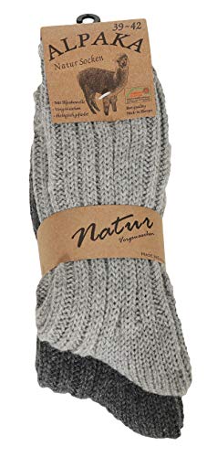 Matyfashion Collection Alpaka Herren/Damen warme Wintersocken, Wollsocken, Winterstrümpfe Wolle 74 (Hellgrau/Dunkelgrau, 39-42) von Matyfashion Collection