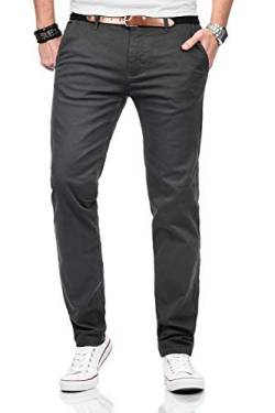 Maurelio Modriano Herren Designer Chino Stoff Hose Chinohose MM015 [MM-015-Anthrazit-W33-L30] von Maurelio Modriano