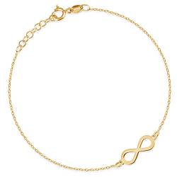 Maverton Infinity Armband Gold mit Unendlichkeitszeichen + personalisierte Geschenkbox mit Gravur - Armkette mit Unendlichkeitssymbol für Frauen - Länge: 16-19 cm - 8 oder 14 Karat - 14 Karat von Maverton