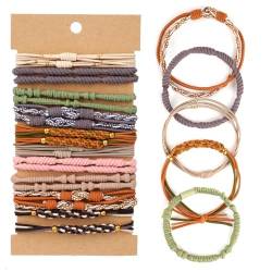 Haargummi, 20 Stück Boho Haargummis Damen, Geflochtener Zopfgummi mit Perlen, Niedliche Pferdeschwanz Inhaber für Damen Mädchen Dickes Dünnes Haar Boho Haargummi Armbänder (konzentrischer Knoten) von Maxmoc