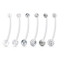 Mayhoop 6er Schwangerschaft Bauchnabelpiercing Set Bauch Stecker Bioflex Banane Piercing Sport Flexibel Kunststoff Schwangerschaftspiercing 1.6mm 32mm 6 Stil von Mayhoop