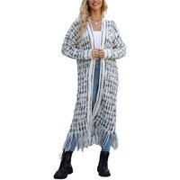 Mayou Longstrickjacke Damen Lange Strickjacke mit Fransen Mode Bunte Langarm Strickpullover von Mayou