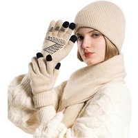 Mayou Mütze & Schal Unisex Winter Thermo Beanie Schal Touchscreen Handschuhe Set von Mayou