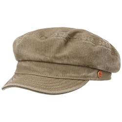 Mayser Altona Sunprotect Elbsegler Elbseglermütze Mütze Cap Baumwollcap Ballonmütze Schiffersmütze Damen/Herren - Made in The EU Damencap mit Schirm Frühling-Sommer - 59 cm Dunkelbeige von Mayser