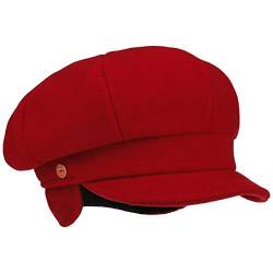 Mayser Camilla Ballonmütze mit Ohrenklappen Earflaps Wollcap Wintermütze Damenmütze Mütze Damen - Made in The EU Wintercap Schirm, Ohrenklappen, Futter, Futter Herbst-Winter - M (57-58 cm) rot von Mayser