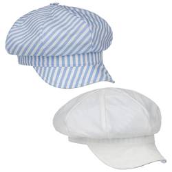 Mayser Camilla Stripes Wendemütze Damencap Ballonmütze Schirmmütze Damen - Made in The EU mit Schirm, Futter, Futter Frühling-Sommer - One Size hellblau von Mayser