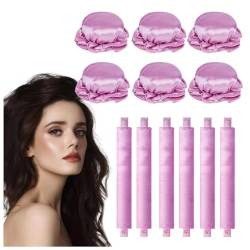 Lockenwickler Ohne Hitze 6 Stück, Rutschfest,DIY Overnight Curls, Haar Locken Ohne Hitze Locken über Nacht Lange Haare für Kurzes, Mittleres, Langhaarmädchen,pink von MeLtor