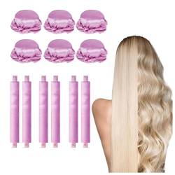 Lockenwickler Ohne Hitze 6 Stück, Rutschfest,DIY Overnight Curls, Lockenwickler Ohne Hitze Lockenwickler Ohne Hitze DIY Haare Styling für Kurzes und Langes Haar,pink von MeLtor