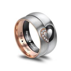 MeMeDIY Personalisierte Edelstahl Ringe Ehering mit Eingraviertem Namen Datum und Text Paarringe/Drehbare Ringe für Herren/Verlobungsringe für Verlobte/Freund-Style C1-12# von MeMeDIY