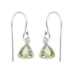 Minimalist Peridot Dangle Ohrstecker, Designer Ohrringe für Damen, 925 Sterling Silber, 20x6MM, Sterling Silber, Peridot von Meadows