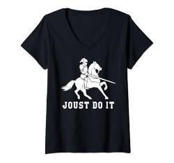 Damen Joust Do It Pferd und Ritter Mittelalter Lustiges Jousting T-Shirt mit V-Ausschnitt von Medieval Renaissance Ren Faire Jousting Knight