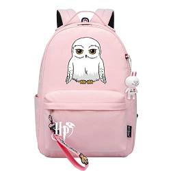 Meetiger Niedlicher weißer Eulen-Hedwig-Rucksack Harry Magic Schultasche Damen Jugend Kinder Reiserucksack Pink von Meetiger