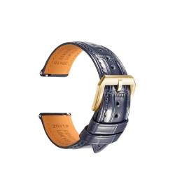 Mefloar Schnellverschluss-Lederarmband mit Schmetterlingsschnalle fit for Omega, IWC, Chopard, Uhrenarmband, 19 mm, 20 mm, 21 mm, 22 mm(PB Blue G,19mm) von Mefloar