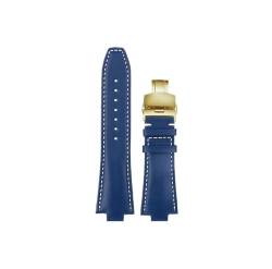 Mefloar Uhrenarmband aus echtem Leder, passend for Michael Kors Mk 8184 8729 9020 8152 9026 8296 Herrenarmband(B Blue-gold Folding) von Mefloar