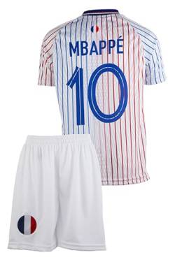 Mefstone Frankreich Kinder Trikot Mbappe für Kinder, Football Trainings Kinder Trikot, Fußball-Trainingstrikots für Jungen, Komm mit Shorts (8-9Jahre,Weiß,mbap,152) von Mefstone