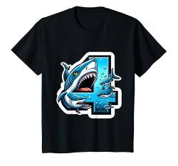 Kinder Geburtstag: Junge Megalodon 4th Bday Girl wird 4 Jahre alt T-Shirt von Meg Birthday Tees Co.