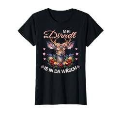 Damen Trachtenshirt Goldener Hirsch Blumen Rehkitz Trachten T-Shirt von Mei Dirndl is in da Wäsch Reh Trachtenbluse Damen